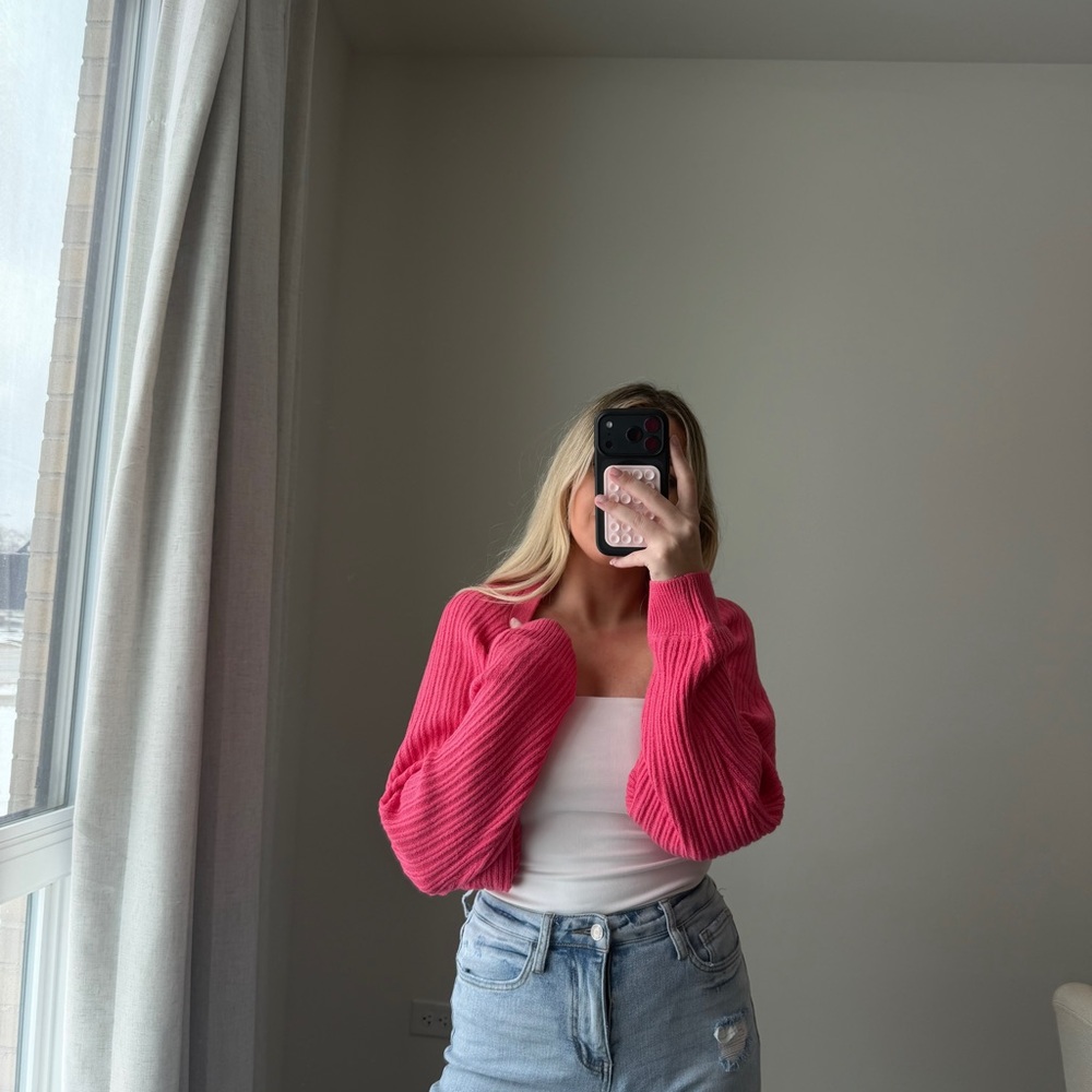 Women's Pink Sweater shrug bolero